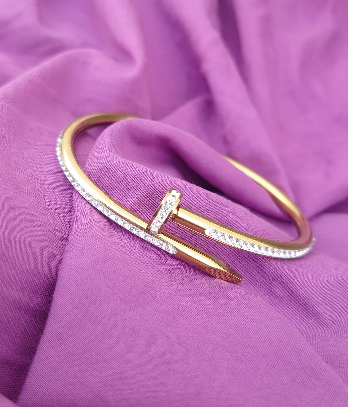 Stainless Steel Crystal Zircon Nail Bracelet