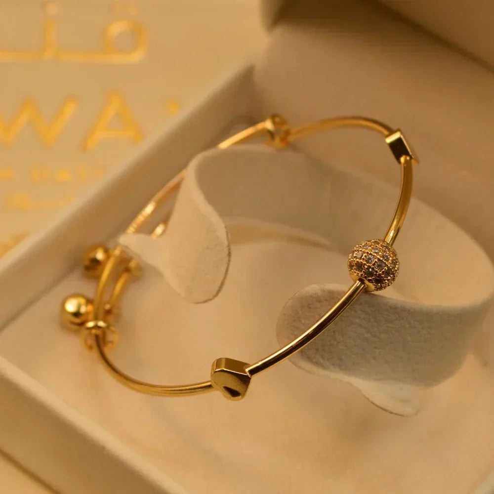 Alloy Diamond Gold-plated Bangle Set (Pack of 2)