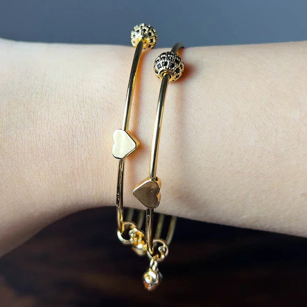 Alloy Diamond Gold-plated Bangle Set (Pack of 2)