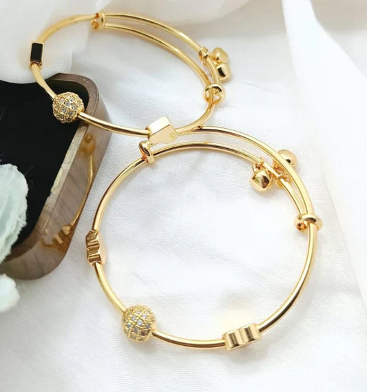 Alloy Diamond Gold-plated Bangle Set  (Pack of 2)